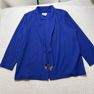Vintage GW Originals Women's 40 Lightweight Open Front Blazer Blue Pockets USA